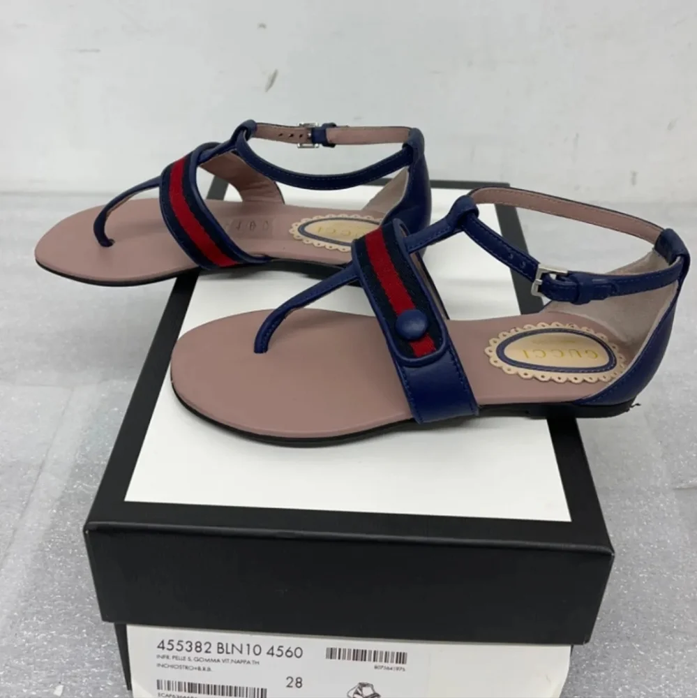 GUCCI Girl's Blue Web Sandals Sz 28, US 11